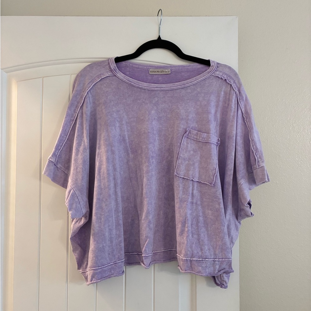 Zenana Outfitters Light Purple Short Sleeve Tee